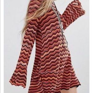 Free People Zig-Zag Knit Sweater Long Sleeve Tunic